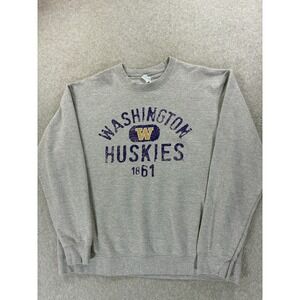 Washington Huskies Distressed Look Campus Crew Sweatshirt (Men's XL)‎ Gray
